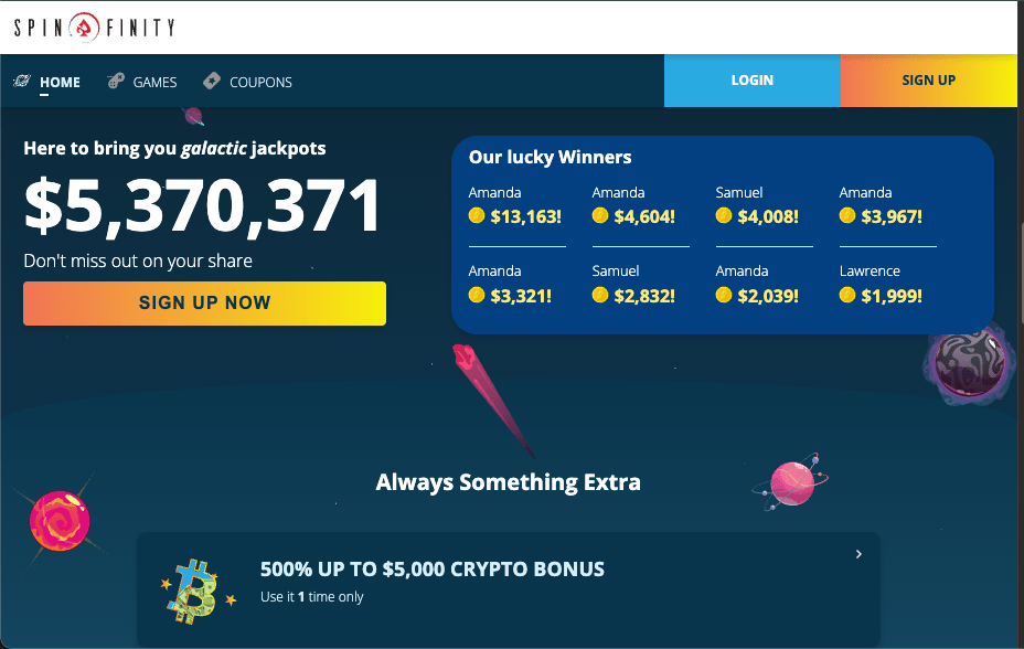 Spinify Casino bonus desktop banner